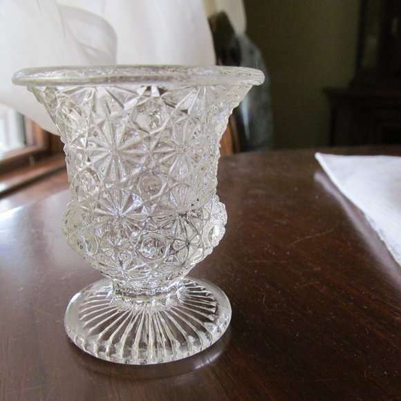 american brilliant tooth pick holder daisy button clear glass STG: 1-F - Picture 1 of 6
